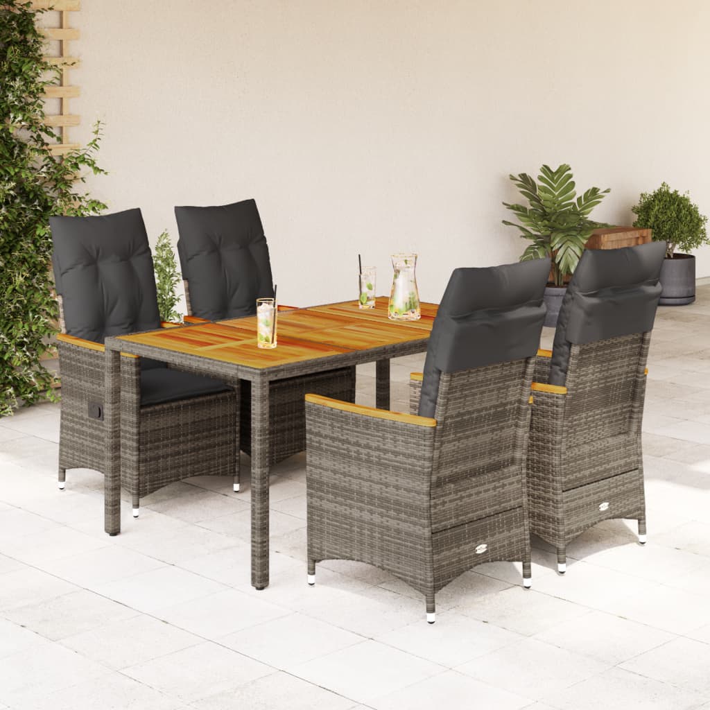 5-dijelni vrtni blagovaonski set sivi od poliratana Siva 150 x 90 x 75 cm