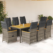 9-dijelni vrtni blagovaonski set sivi od poliratana Siva 190 x 90 x 75 cm