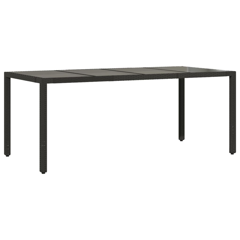 9-dijelni vrtni blagovaonski set s jastucima crni od poliratana Crna 190 x 90 x 75 cm