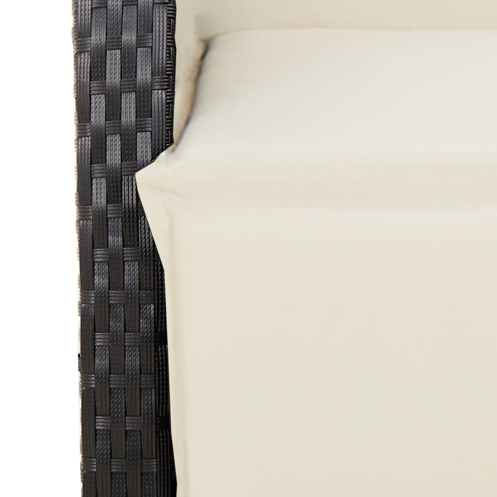 9-dijelni vrtni blagovaonski set s jastucima crni od poliratana Crna 190 x 90 x 75 cm