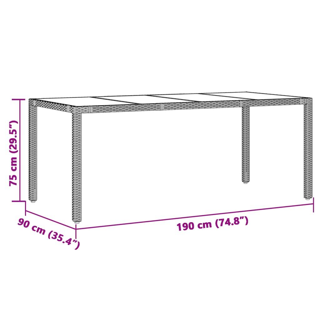 9-dijelni vrtni bistro set od poliratana s jastucima sivi Siva 190 x 90 x 75 cm
