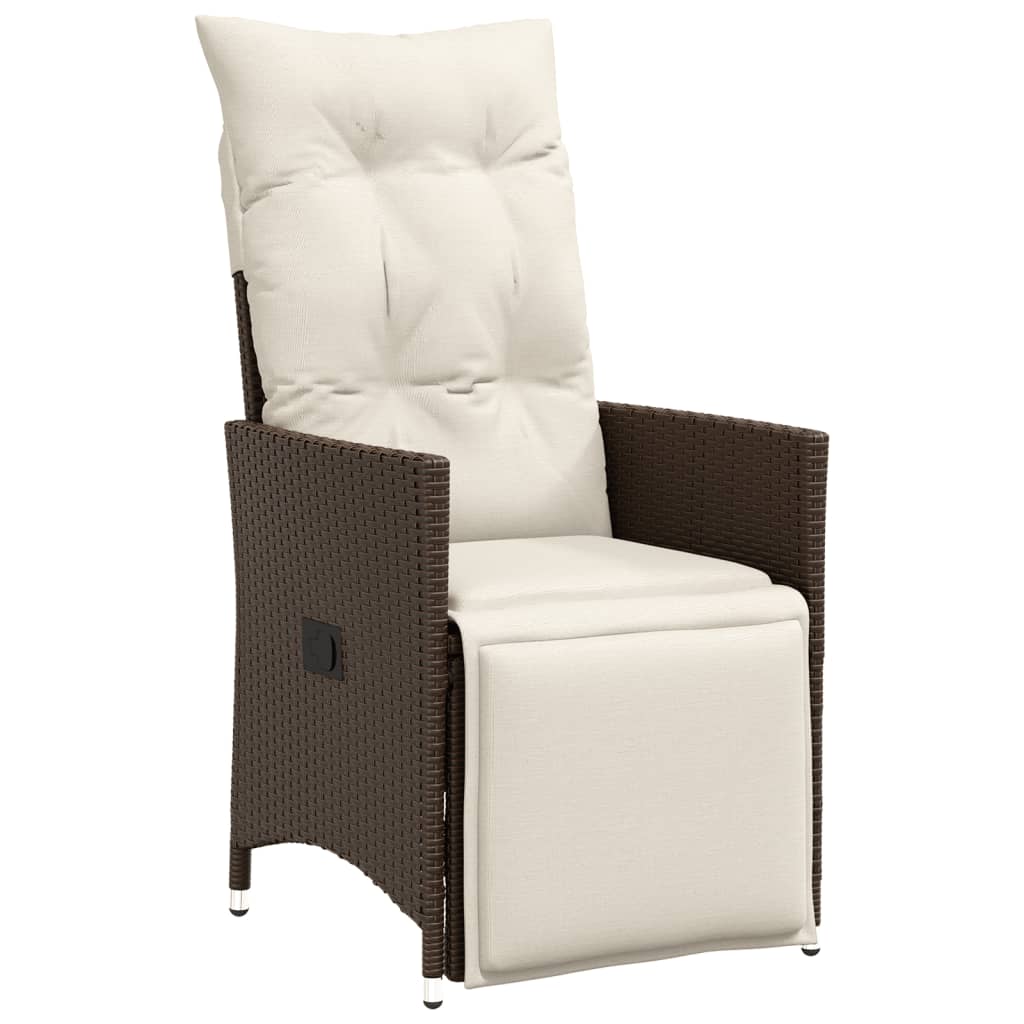 7-dijelni vrtni bistro set od poliratana s jastucima smeđi Smeđa 150 x 90 x 75 cm