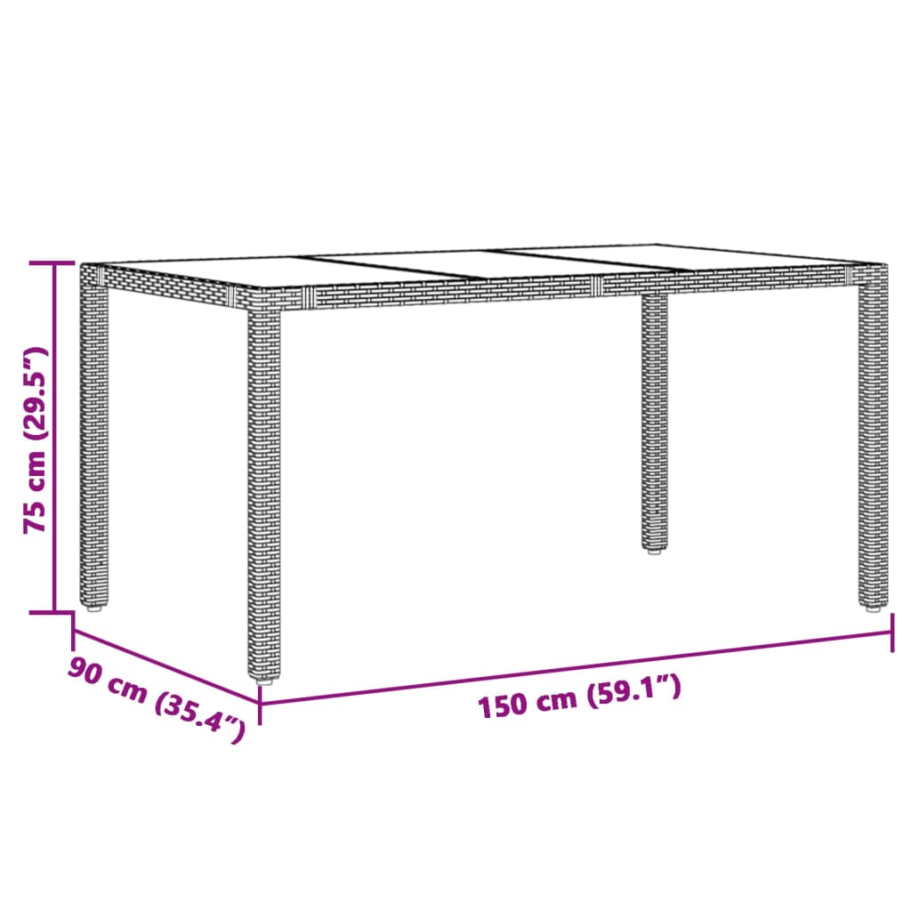 7-dijelni vrtni bistro set od poliratana s jastucima smeđi Smeđa 150 x 90 x 75 cm