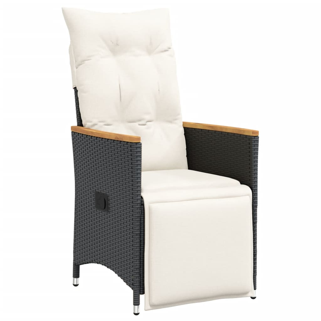 5-dijelni vrtni bistro set od poliratana s jastucima crni Crna 90 x 90 x 75 cm