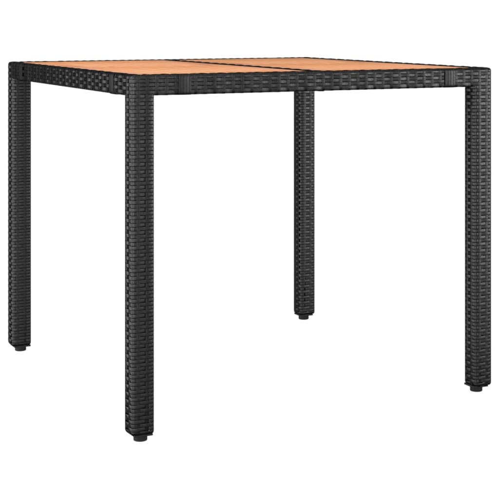 5-dijelni vrtni bistro set od poliratana s jastucima crni Crna 90 x 90 x 75 cm
