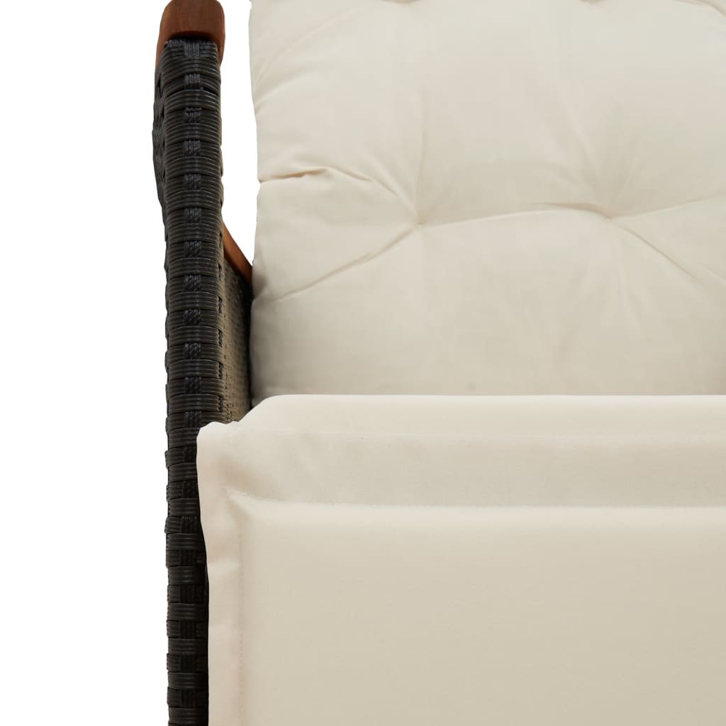 5-dijelni vrtni bistro set od poliratana s jastucima crni Crna 90 x 90 x 75 cm