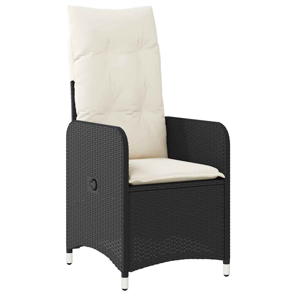 9-dijelni vrtni bistro set od poliratana s jastucima crni Crna 190 x 80 x 75 cm