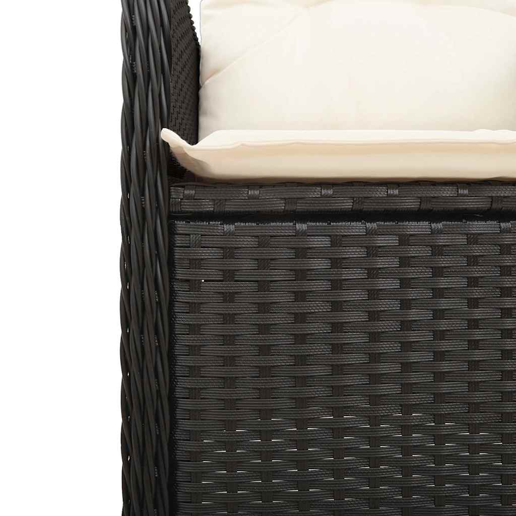 9-dijelni vrtni bistro set od poliratana s jastucima crni Crna 190 x 80 x 75 cm