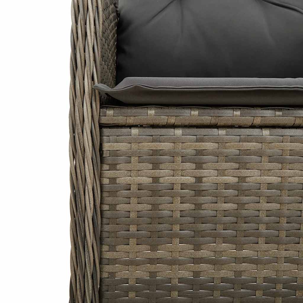 9-dijelni vrtni bistro set od poliratana s jastucima sivi Siva 190 x 80 x 75 cm