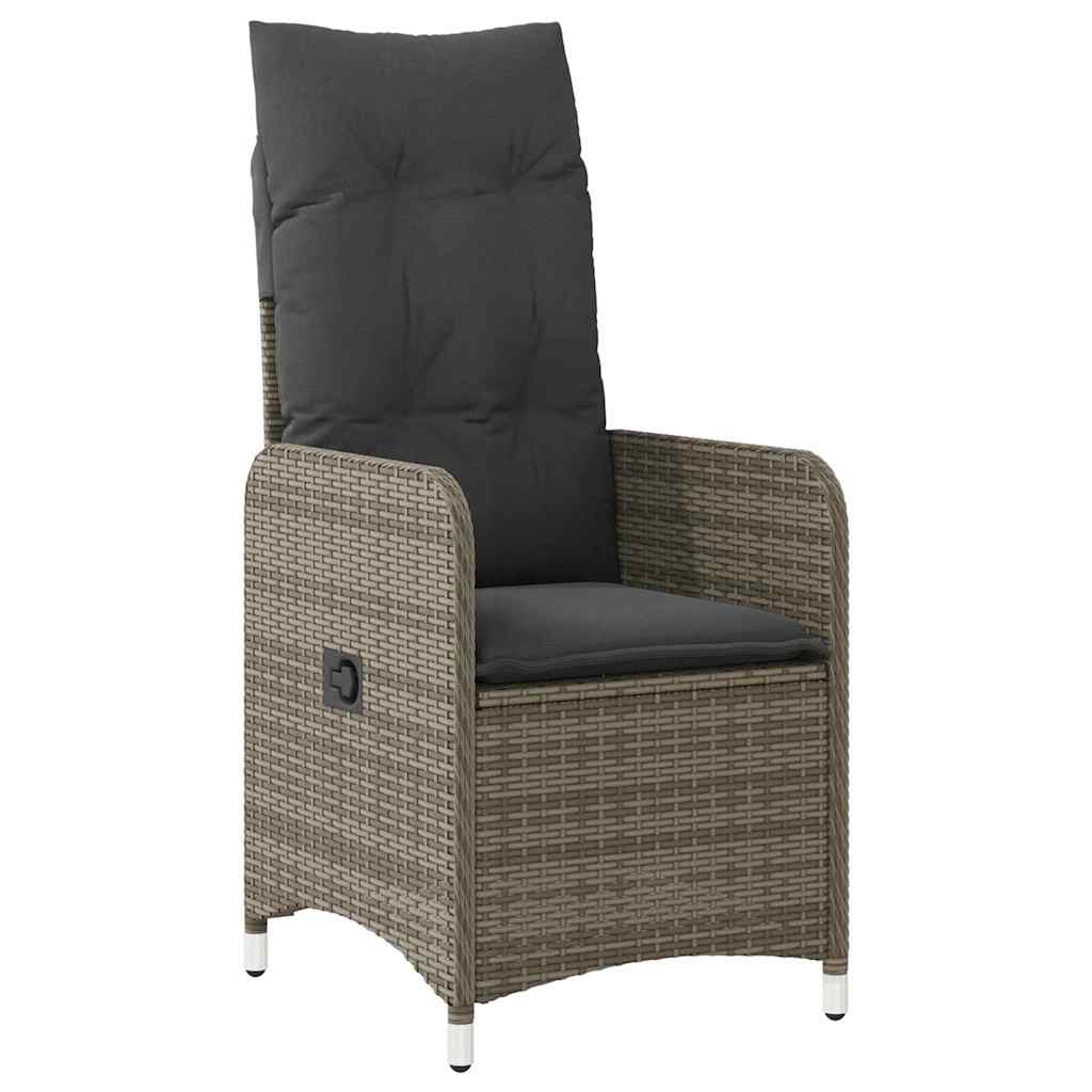 5-dijelni vrtni bistro set od poliratana s jastucima sivi Siva 90 x 90 x 75 cm
