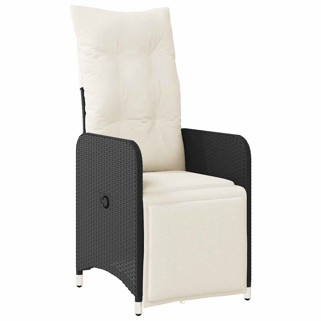 5-dijelni vrtni bistro set od poliratana s jastucima crni Crna 90 x 90 x 75 cm