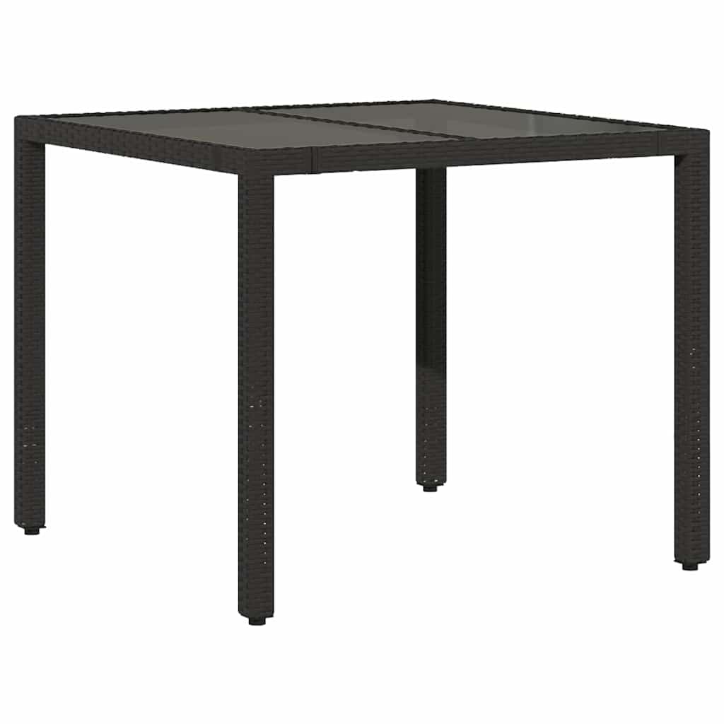 5-dijelni vrtni bistro set od poliratana s jastucima crni Crna 90 x 90 x 75 cm