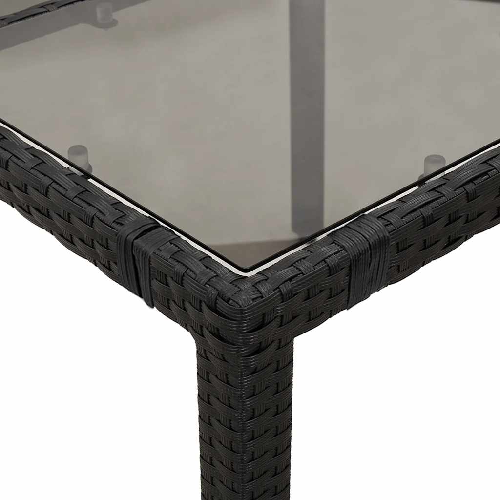 5-dijelni vrtni bistro set od poliratana s jastucima crni Crna 90 x 90 x 75 cm