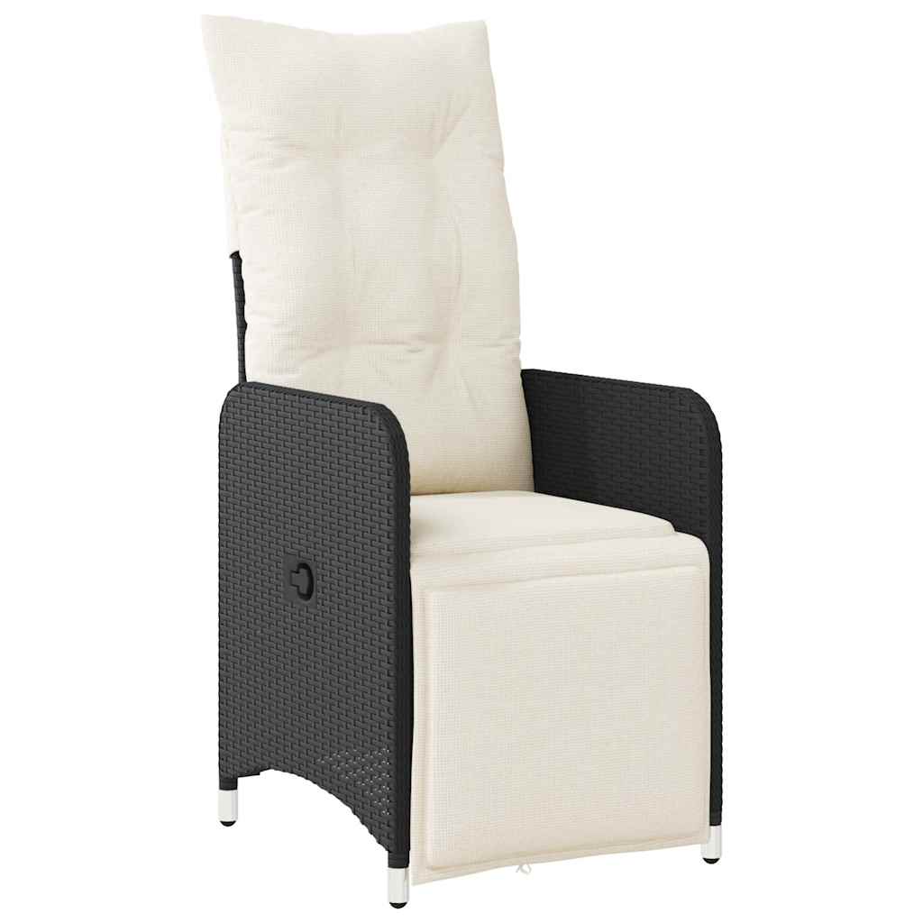 9-dijelni vrtni bistro set od poliratana s jastucima crni Crna 190 x 90 x 75 cm