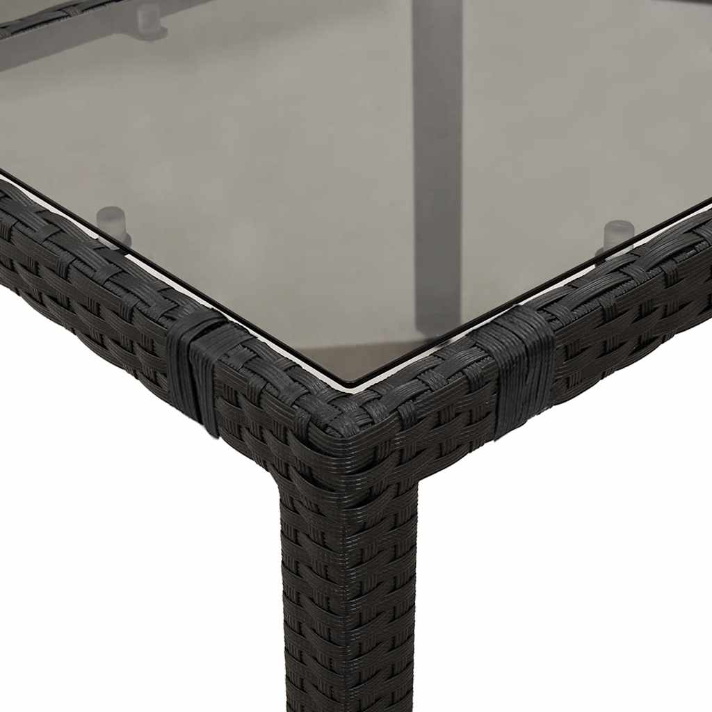 9-dijelni vrtni bistro set od poliratana s jastucima crni Crna 190 x 90 x 75 cm