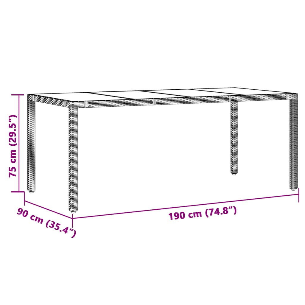 9-dijelni vrtni bistro set od poliratana s jastucima crni Crna 190 x 90 x 75 cm