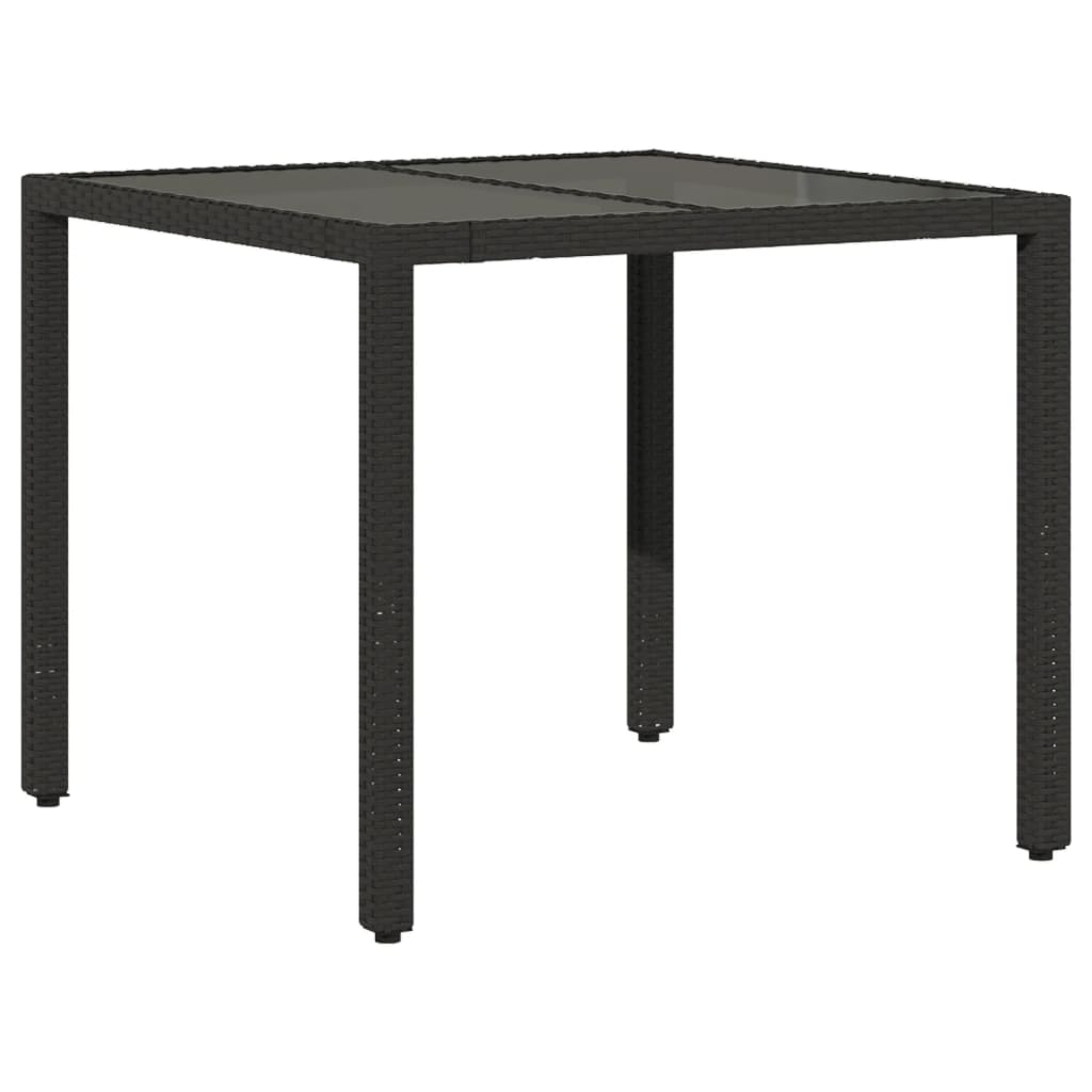 5-dijelni vrtni blagovaonski set s jastucima poliratan i staklo Crna 90 x 90 x 75 cm