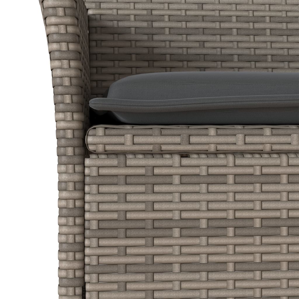 5-dijelni vrtni blagovaonski set s jastucima poliratan i bagrem Siva 90 x 90 x 75 cm