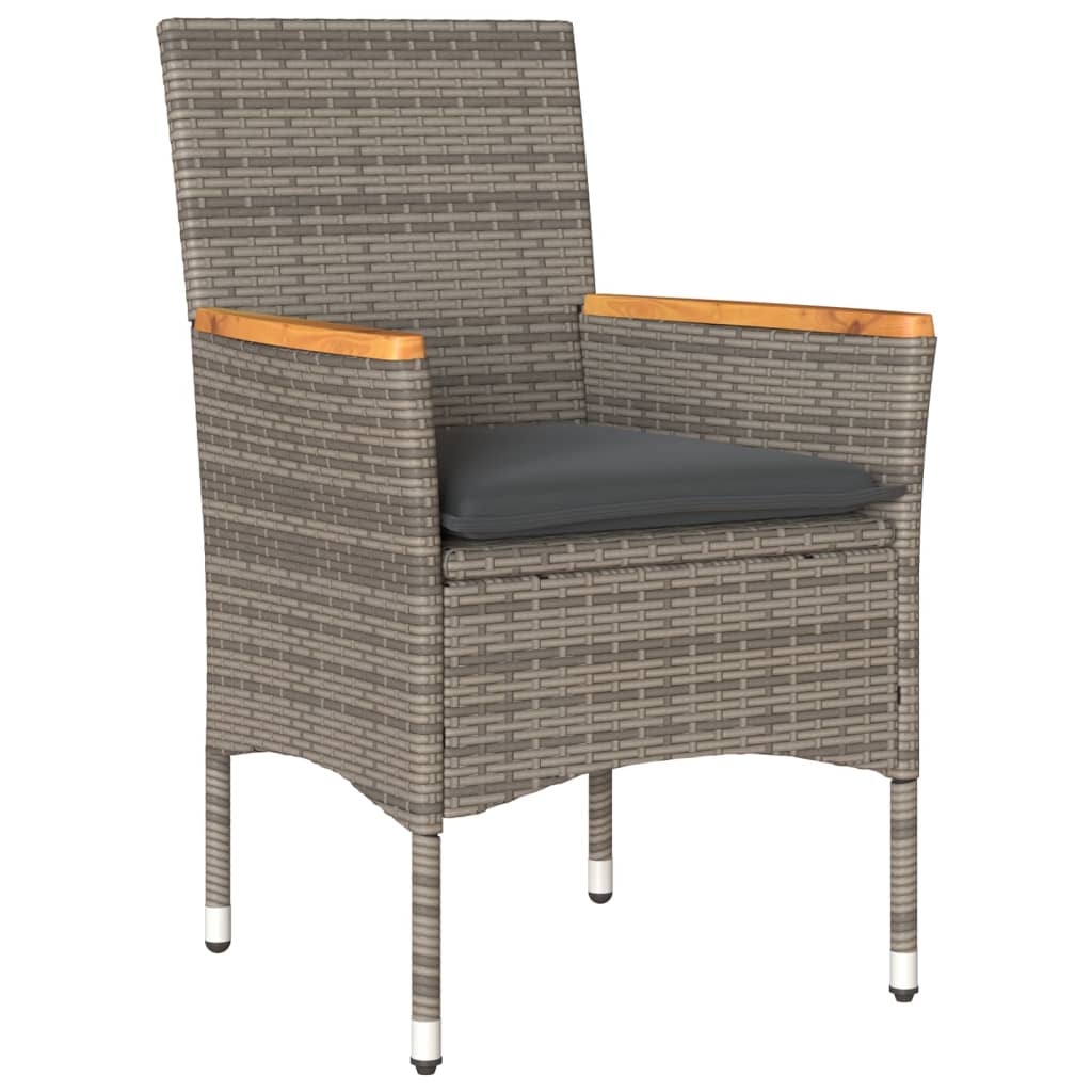 5-dijelni vrtni blagovaonski set s jastucima poliratan i staklo Siva 150 x 90 x 75 cm