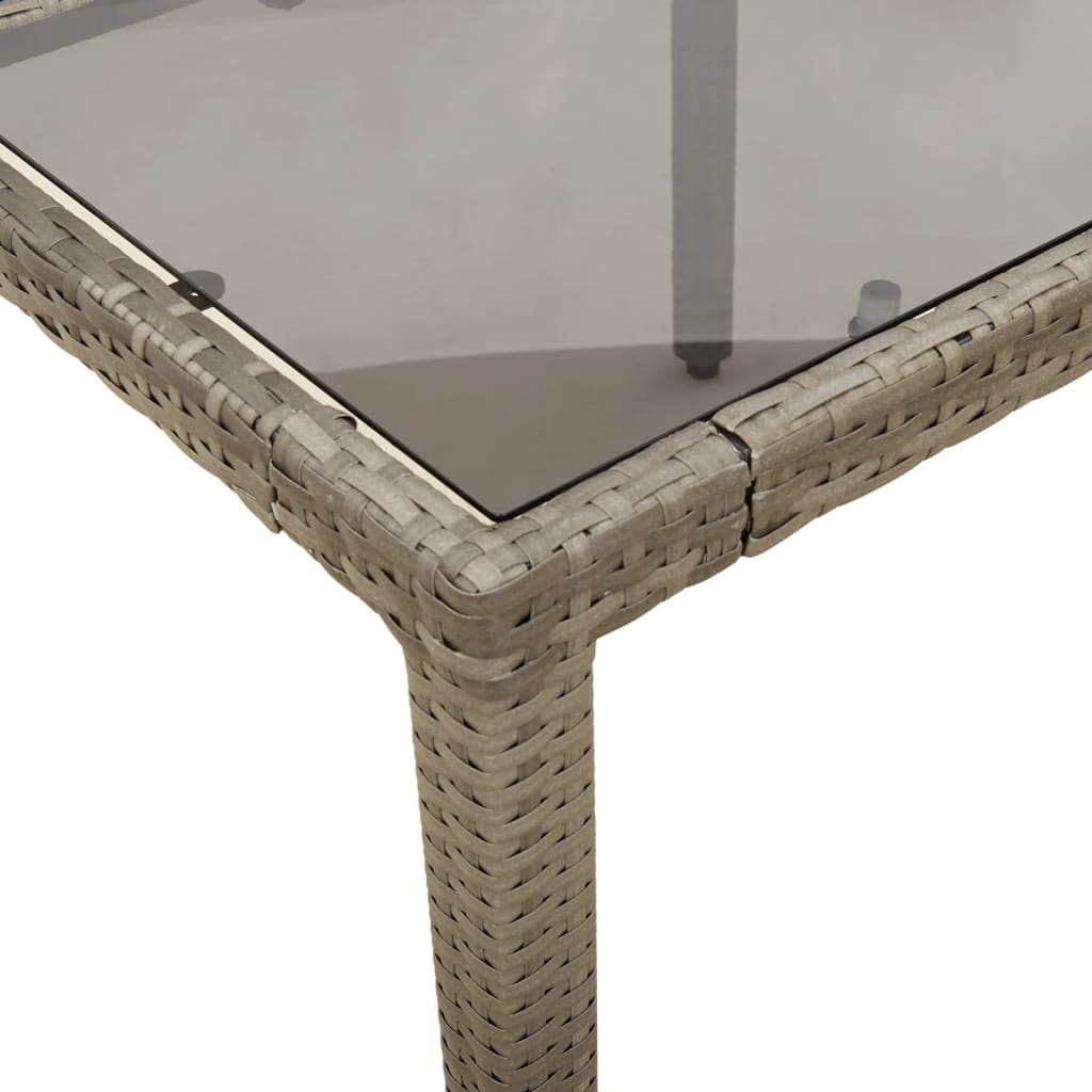 5-dijelni vrtni blagovaonski set s jastucima poliratan i staklo Siva 150 x 90 x 75 cm
