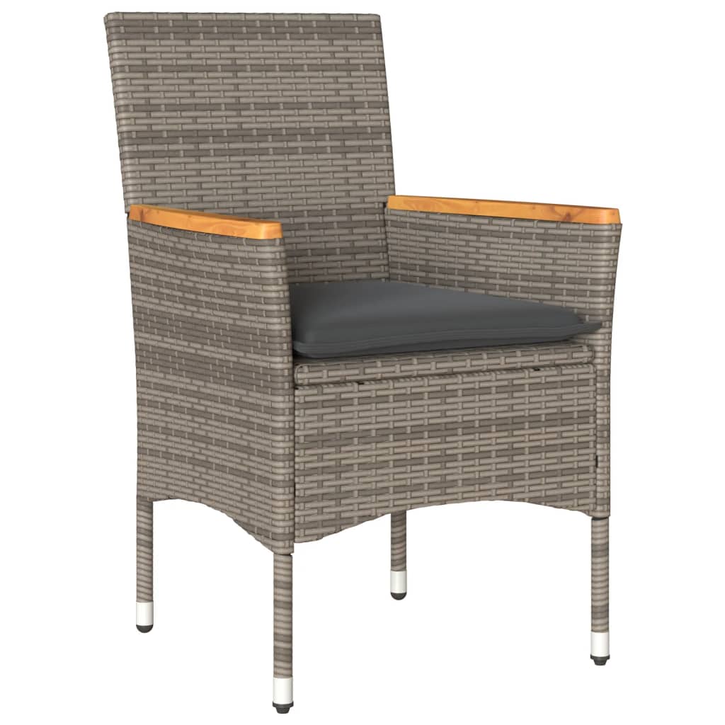 7-dijelni vrtni blagovaonski set s jastucima poliratan i staklo Siva 150 x 90 x 75 cm