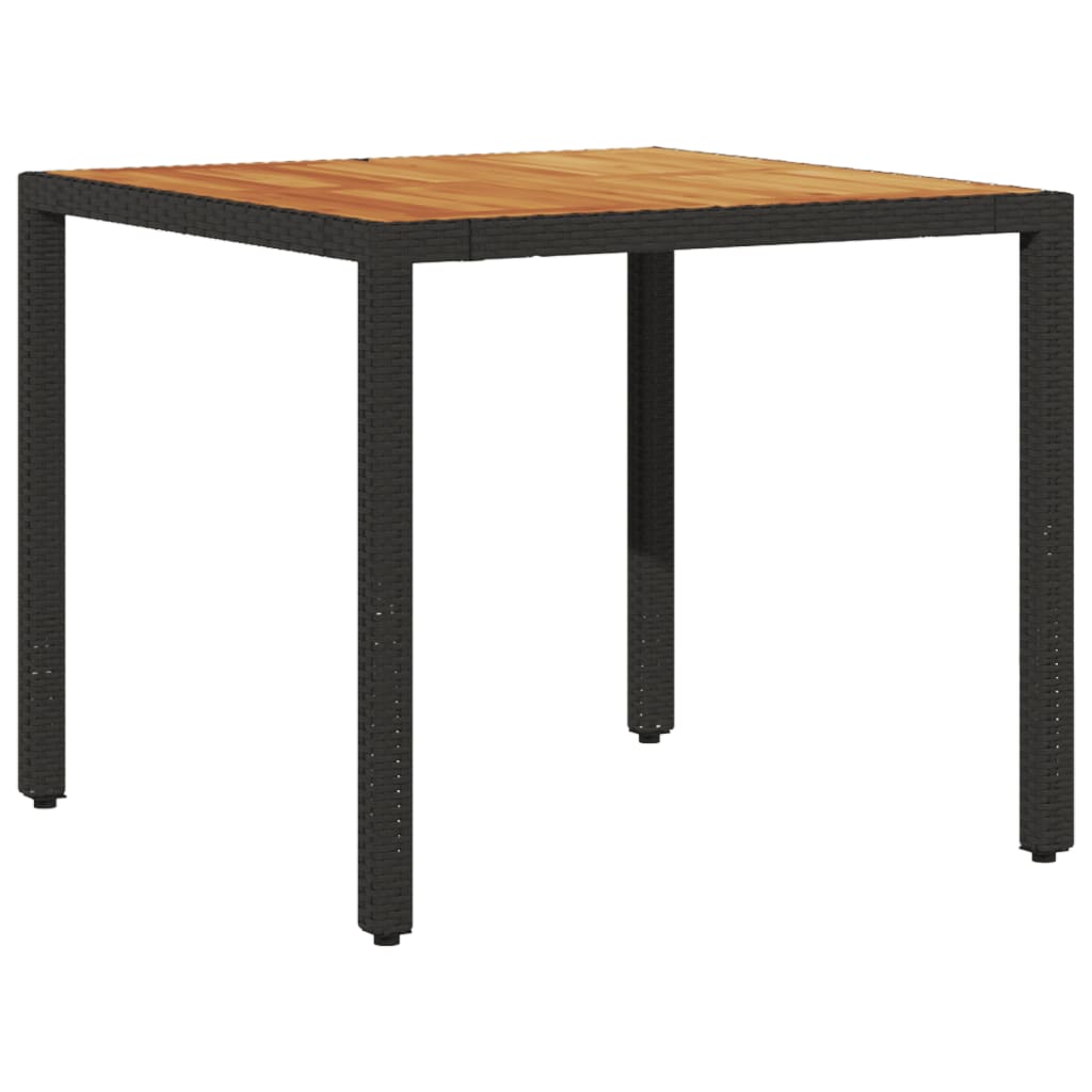 5-dijelni vrtni blagovaonski set s jastucima poliratan i bagrem Crna 90 x 90 x 75 cm