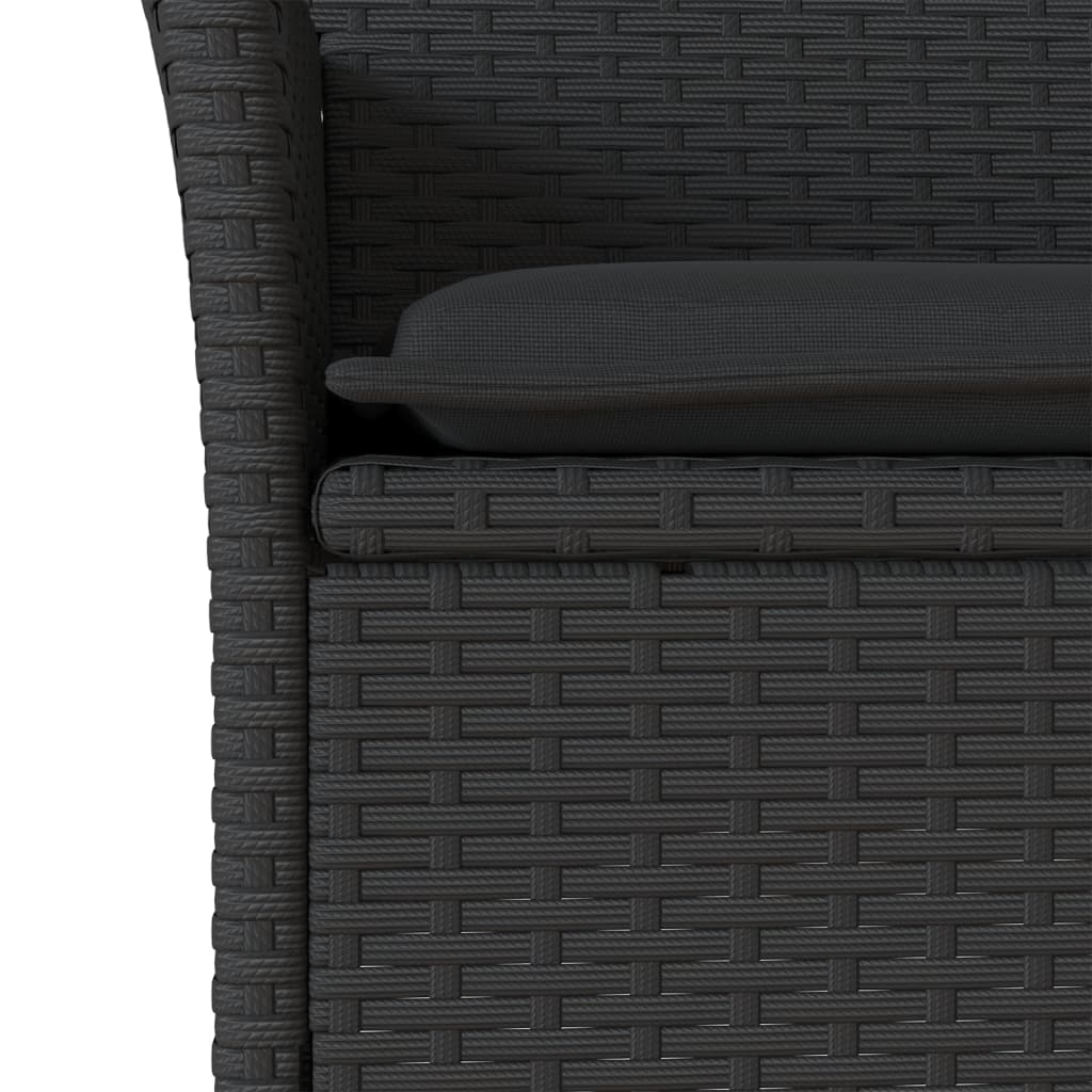 5-dijelni vrtni blagovaonski set s jastucima poliratan i bagrem Crna 90 x 90 x 75 cm