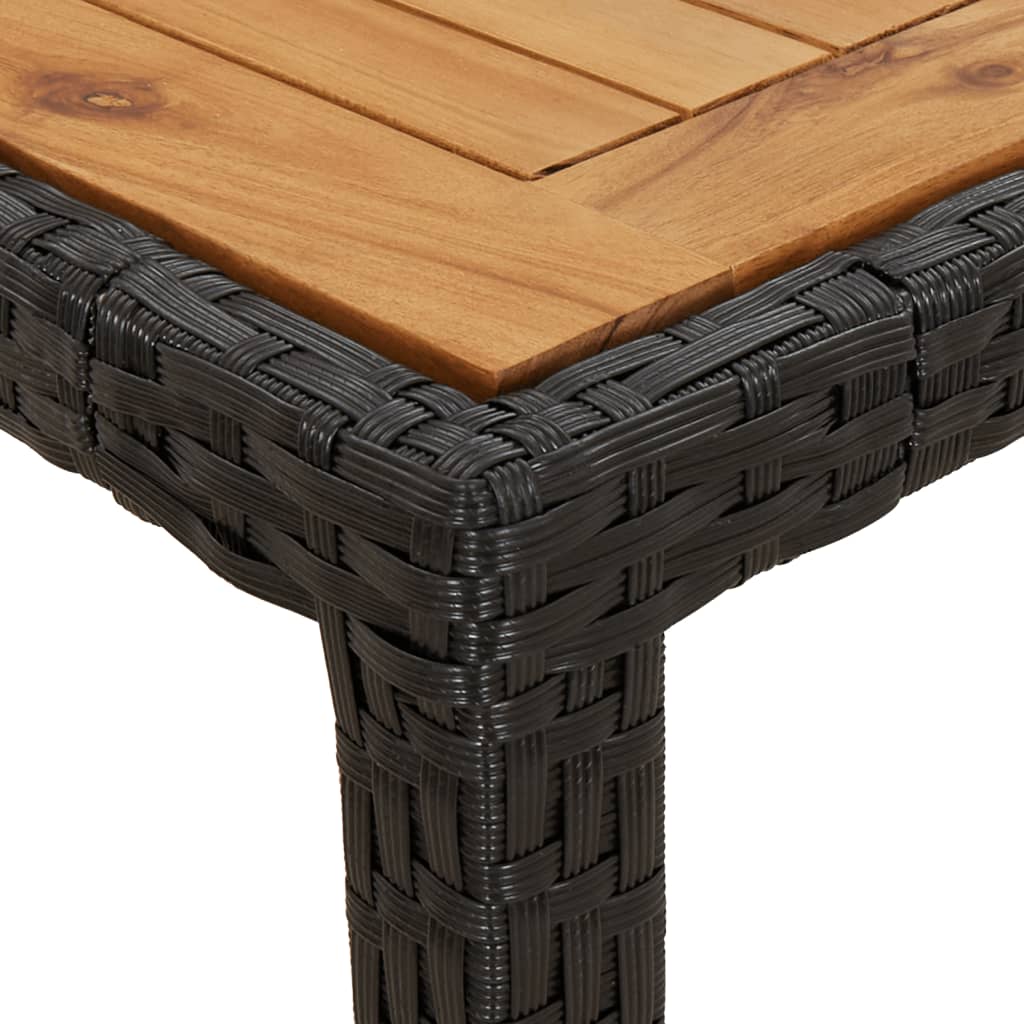 5-dijelni vrtni blagovaonski set s jastucima poliratan i bagrem Crna 90 x 90 x 75 cm
