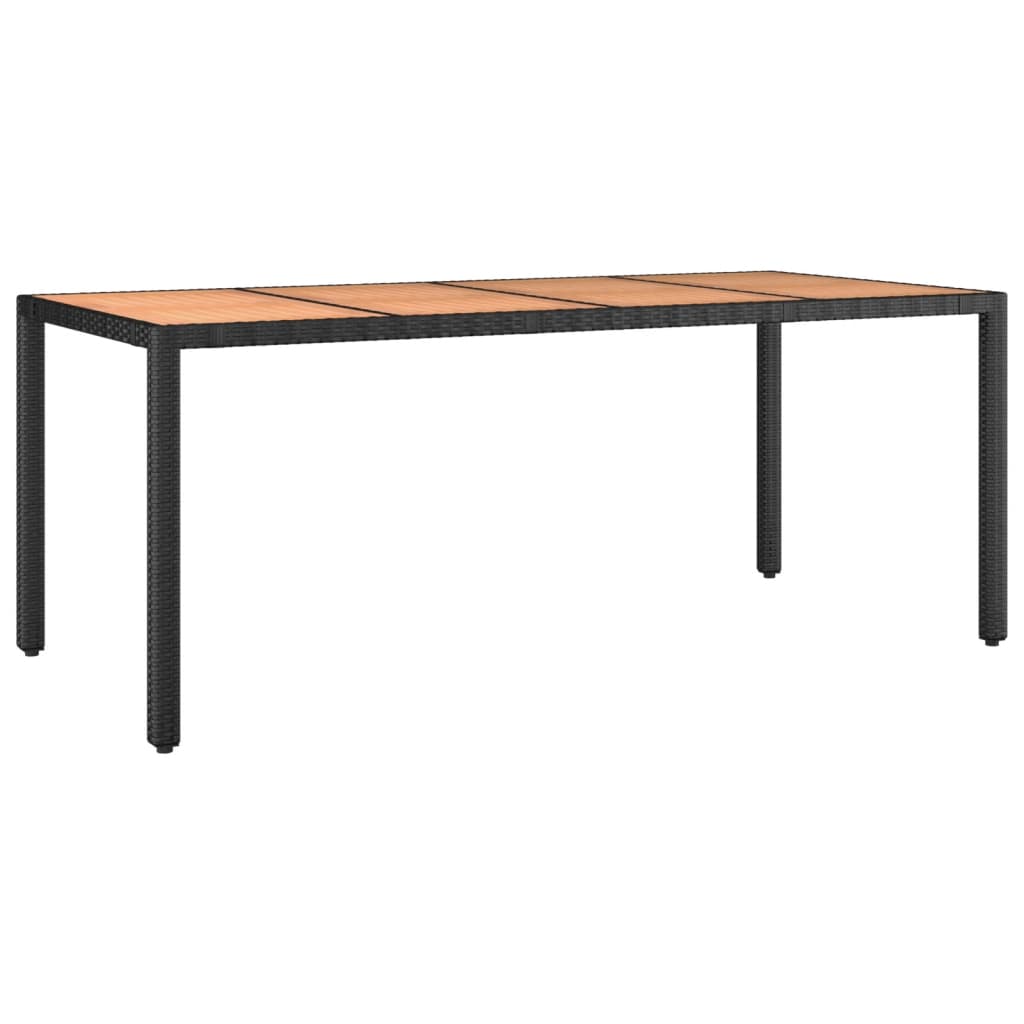 9-dijelni vrtni blagovaonski set s jastucima crni od poliratana Crna Dužina stola 190 cm