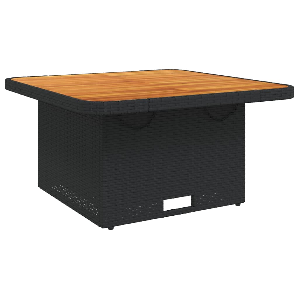 3-dijelni vrtni blagovaonski set s jastucima od poliratana crni Crna 80 cm table length