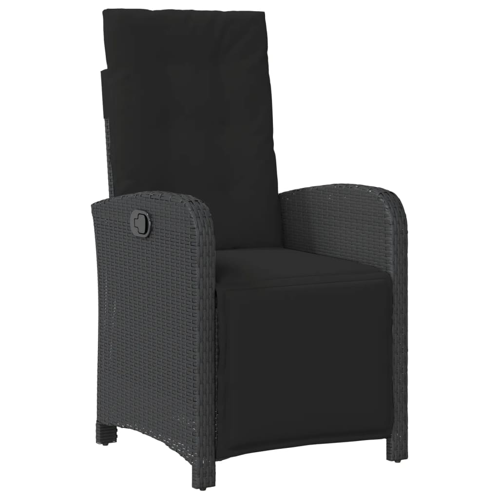 3-dijelni vrtni blagovaonski set s jastucima od poliratana crni Crna Dužina stola 80 cm