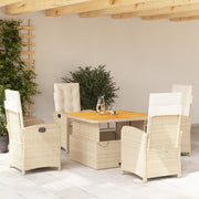 5-dijelni vrtni blagovaonski set od poliratana s jastucima bež 110 cm table length