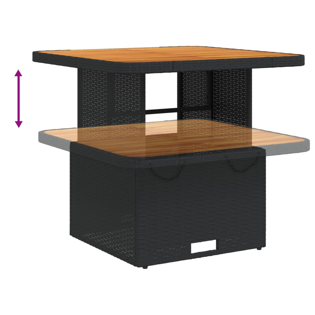 3-dijelni vrtni blagovaonski set s jastucima od poliratana crni Crna 80 cm table length