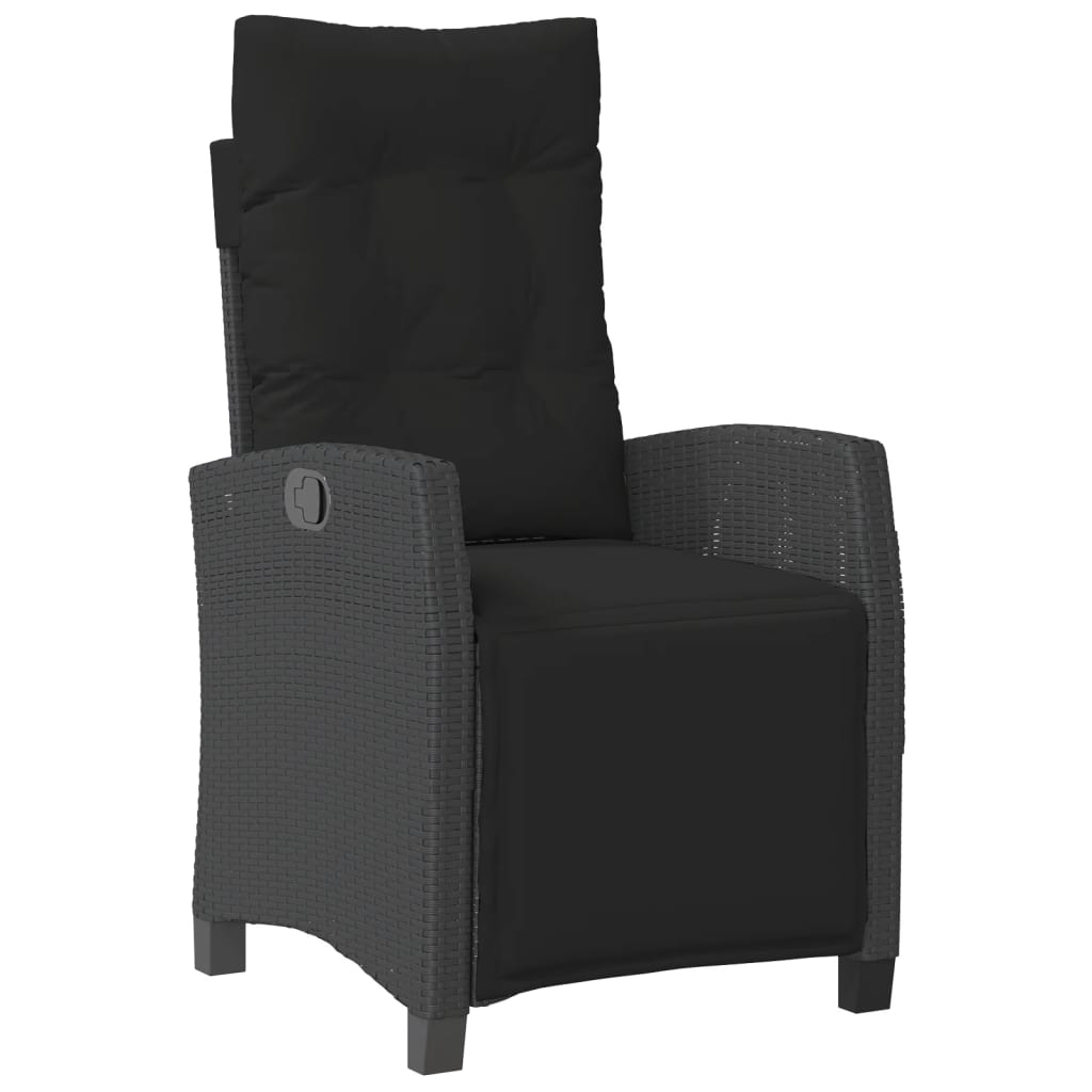 4-dijelni vrtni blagovaonski set od poliratana s jastucima crni Crna Dužina stola 90 cm