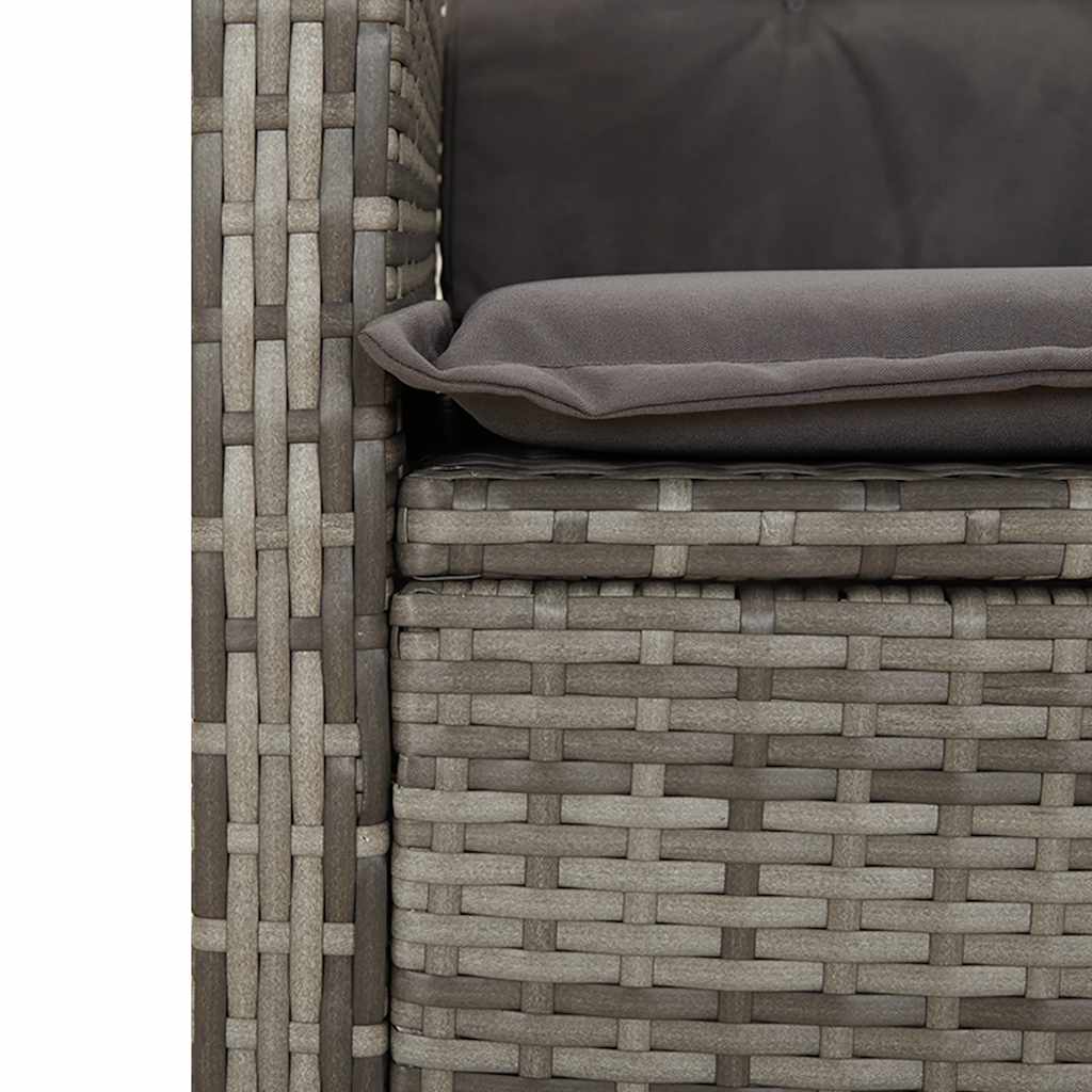 2-dijelni vrtni blagovaonski set s jastucima sivi od poliratana Siva 110 cm table length