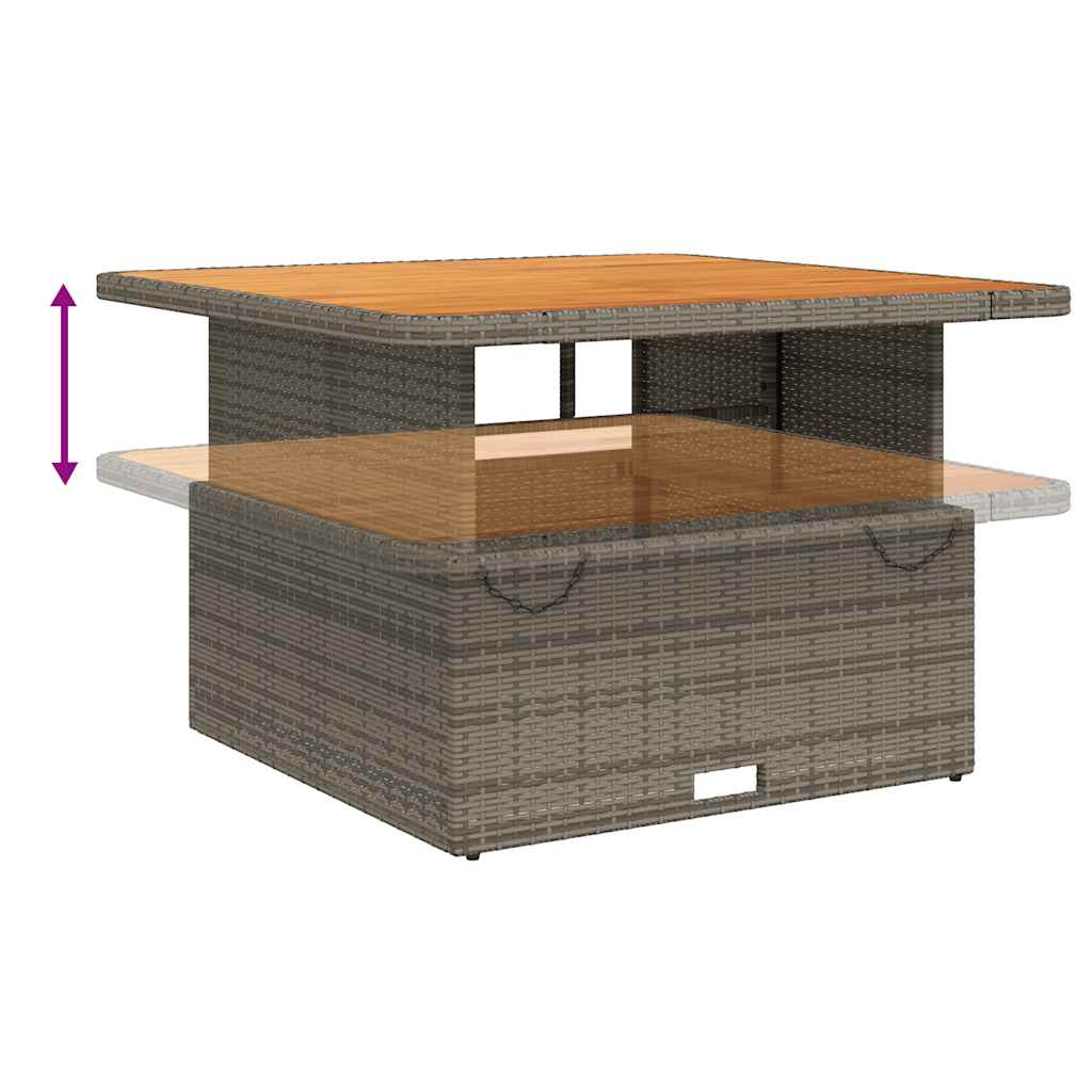 2-dijelni vrtni blagovaonski set s jastucima sivi od poliratana Siva 110 cm table length