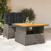 2-dijelni vrtni blagovaonski set s jastucima sivi od poliratana Siva 110 cm table length
