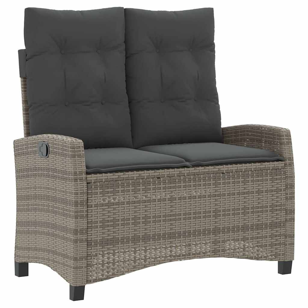2-dijelni vrtni blagovaonski set s jastucima sivi od poliratana Siva 90 cm table length