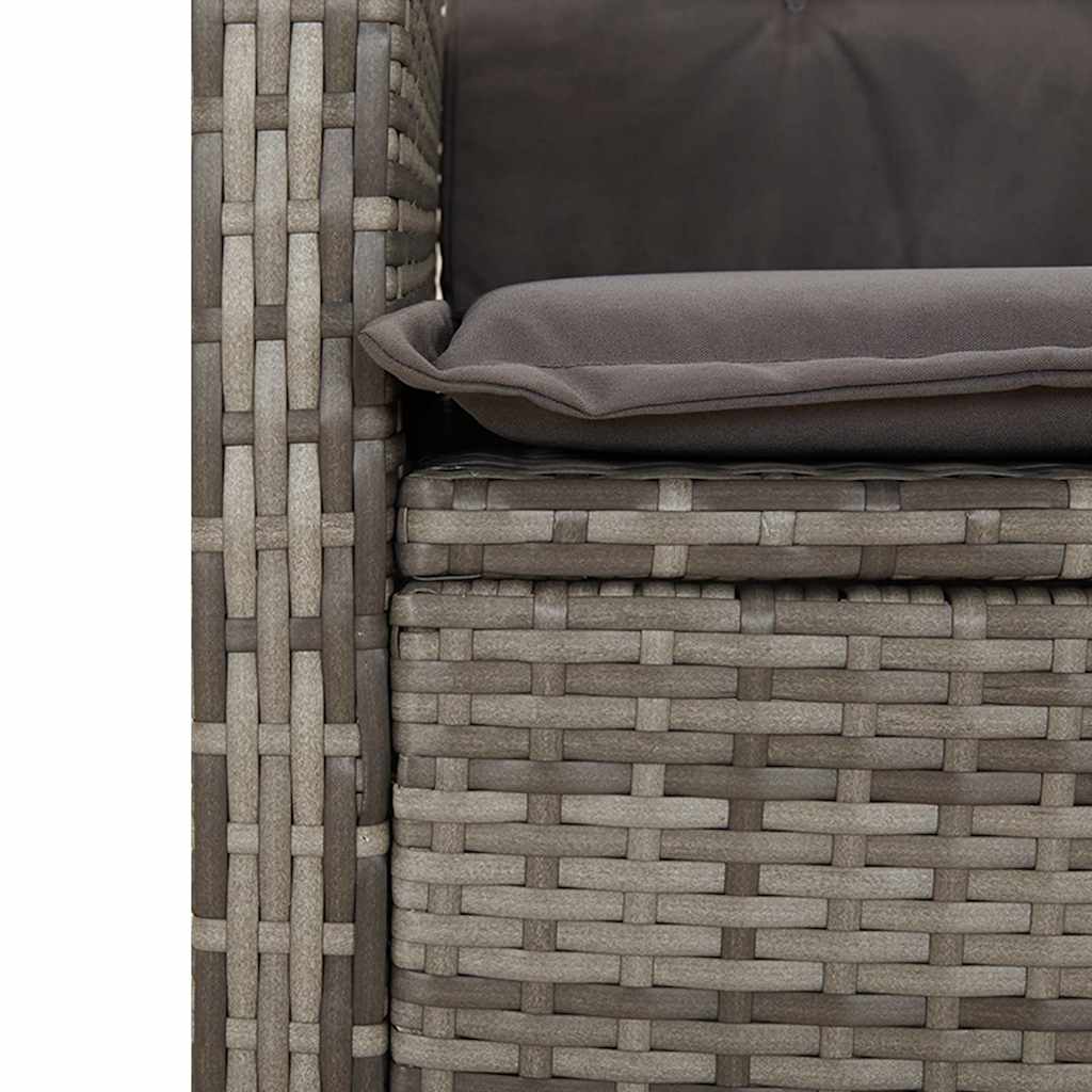 2-dijelni vrtni blagovaonski set s jastucima sivi od poliratana Siva 90 cm table length