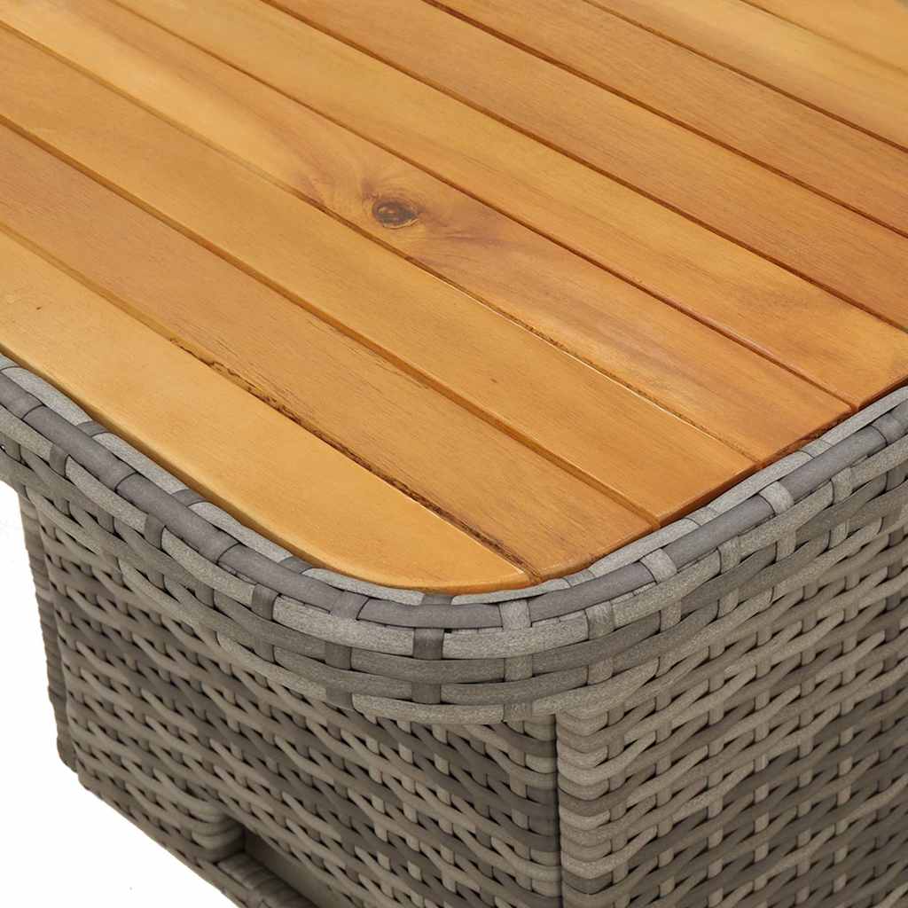 2-dijelni vrtni blagovaonski set s jastucima sivi od poliratana Siva 90 cm table length