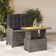 2-dijelni vrtni blagovaonski set s jastucima sivi od poliratana Siva 90 cm table length