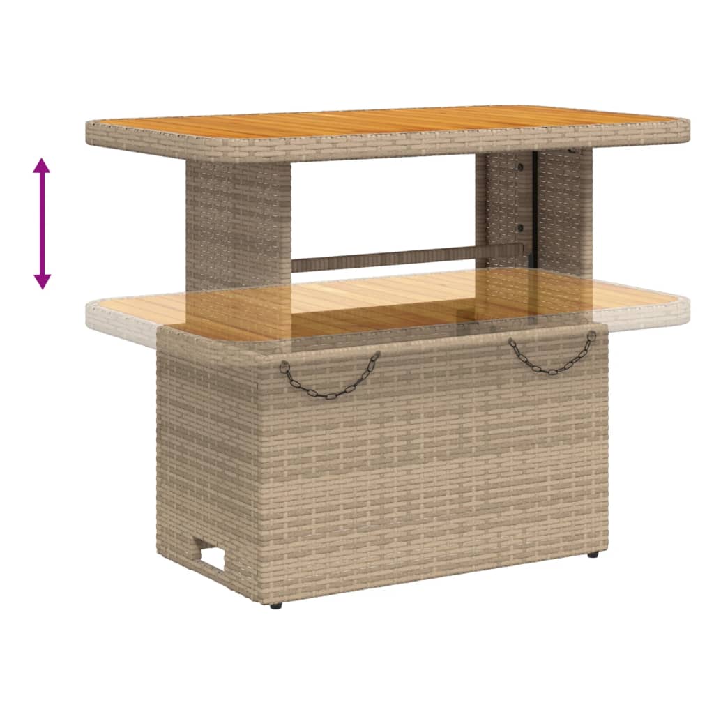4-dijelni vrtni blagovaonski set od poliratana s jastucima bež 90 cm table length
