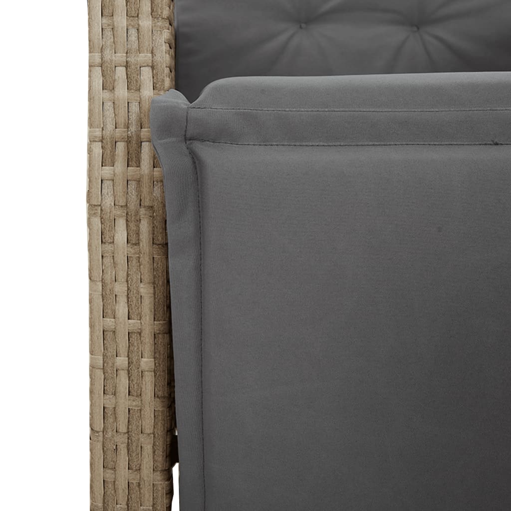 4-dijelni vrtni blagovaonski set od poliratana s jastucima bež 110 cm table length