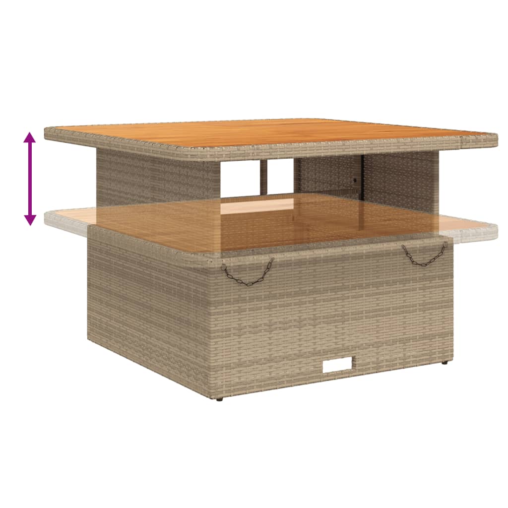 4-dijelni vrtni blagovaonski set od poliratana s jastucima bež 110 cm table length