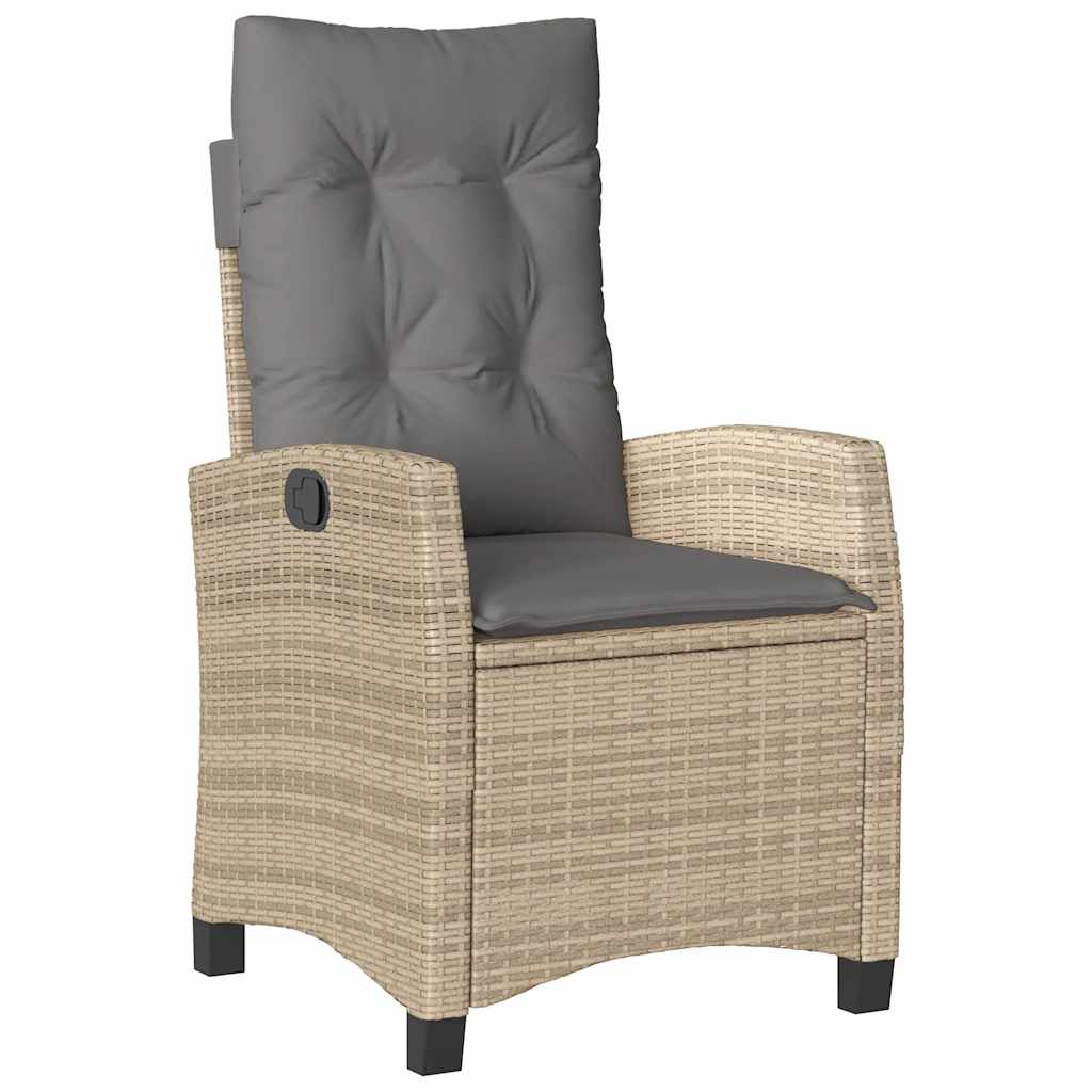 4-dijelni vrtni blagovaonski set od poliratana s jastucima bež 90 cm table length