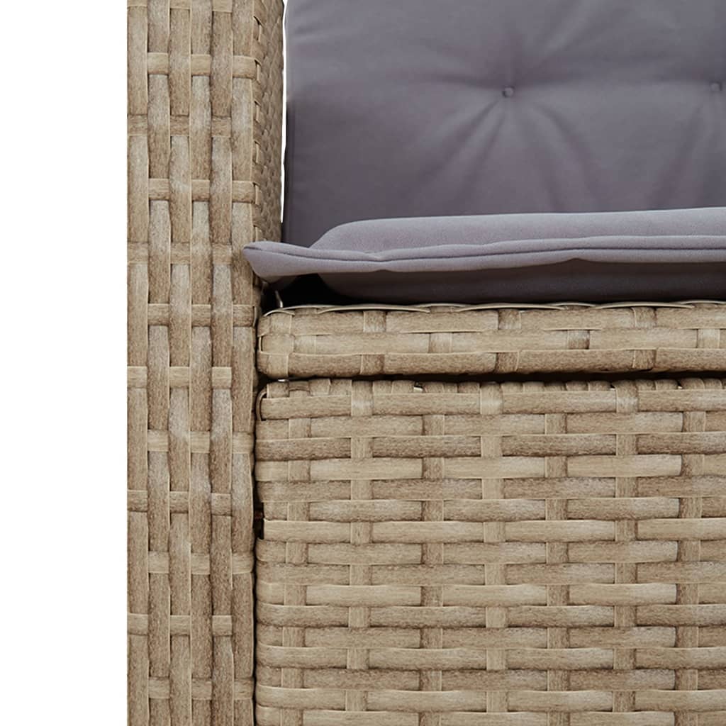 4-dijelni vrtni blagovaonski set od poliratana s jastucima bež 90 cm table length