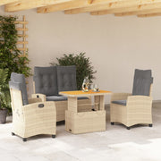 4-dijelni vrtni blagovaonski set od poliratana s jastucima bež 90 cm table length