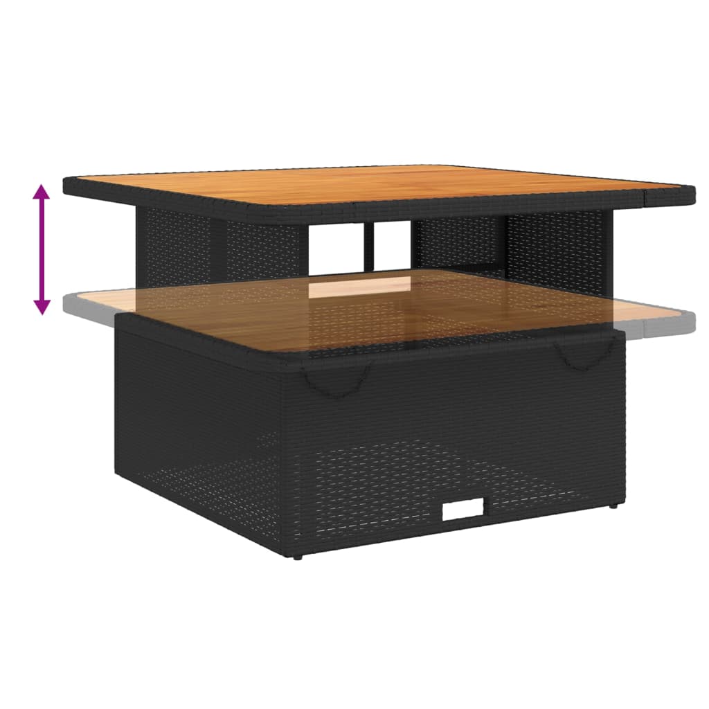 5-dijelni vrtni blagovaonski set s jastucima od poliratana crni Crna 110 cm table length