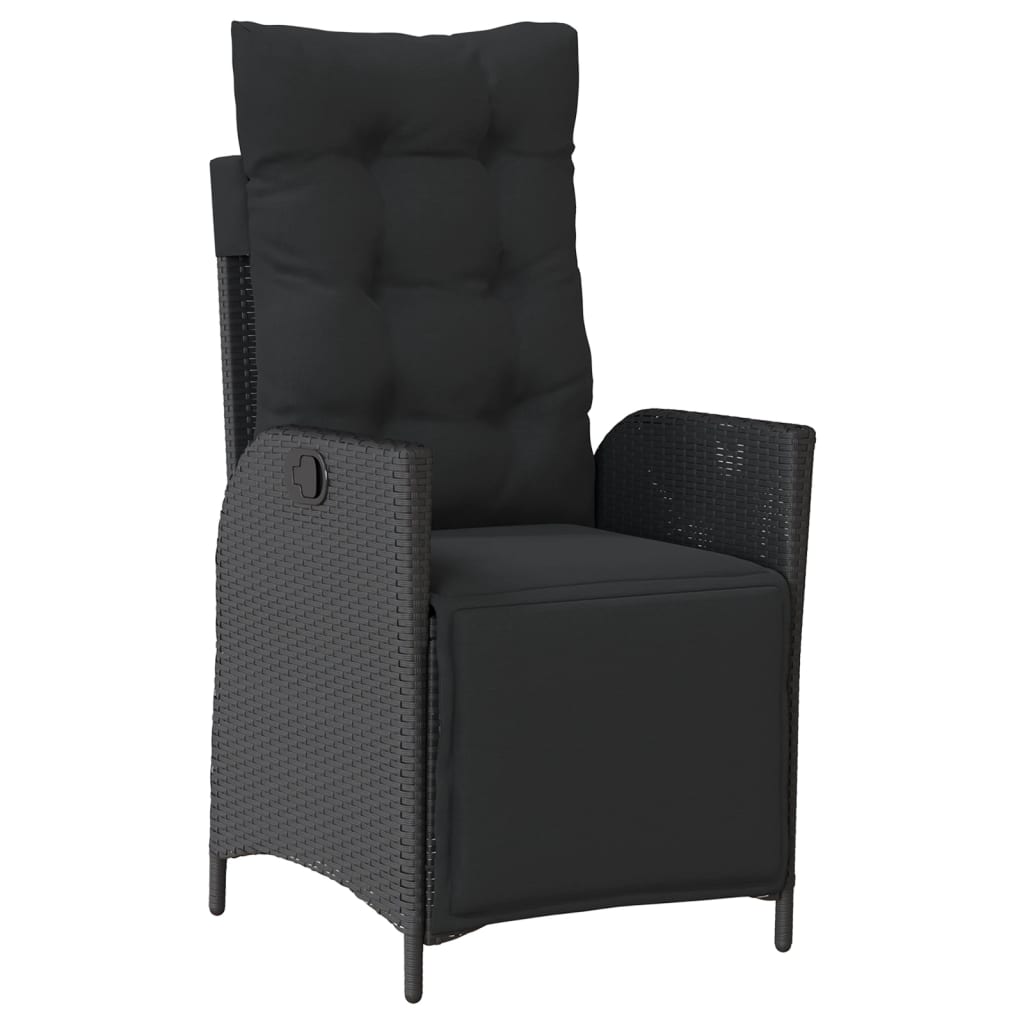 5-dijelni vrtni blagovaonski set s jastucima od poliratana crni Crna Dužina stola 80 cm