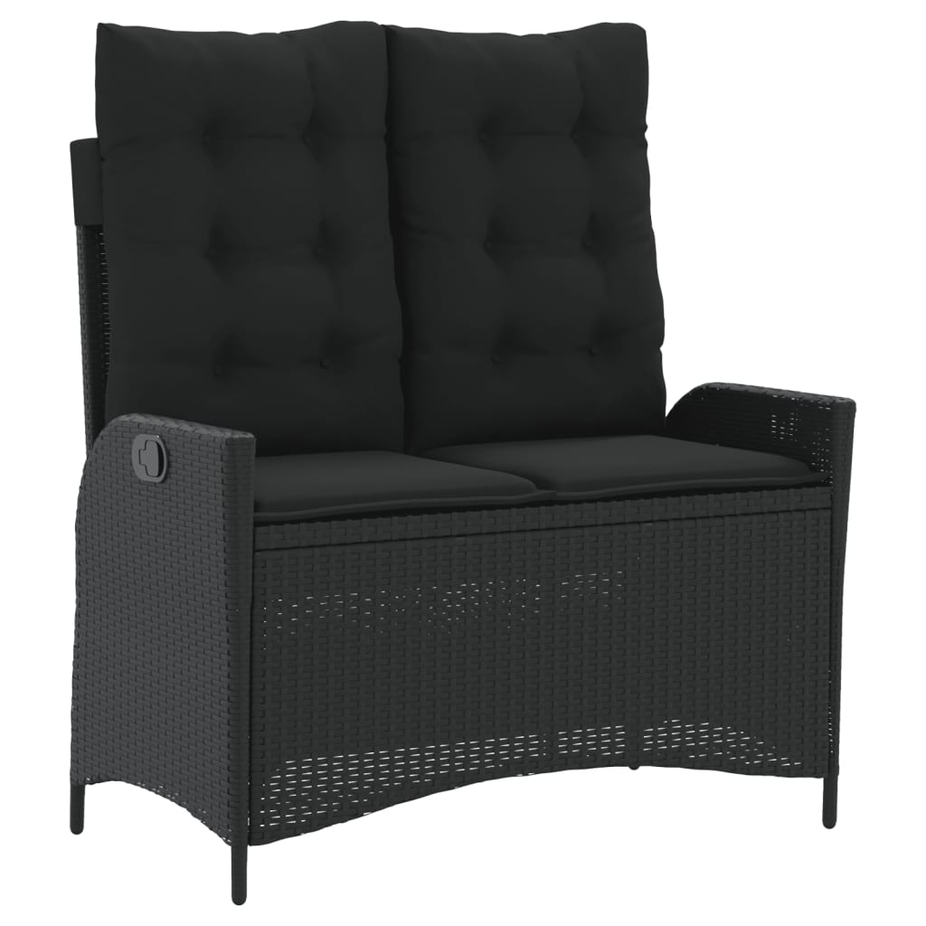 4-dijelni vrtni blagovaonski set od poliratana s jastucima crni Crna 90 cm table length